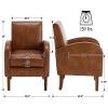 VESCASA Upholstered Accent Chairs with Wood Legs, PU Faux Leather Comfy Single Sofa with Curve Arms, Modern Side Club Leisure Chairs for Reading/Living Room/Bedroom, Set of 2, Brown view 2