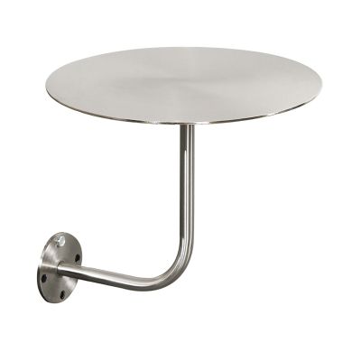PERTID Wall Mounted Stainless Steel Side Table, L - Shaped Small Round End Table, Card Base Fixed Side Table for Dining Room, Cafe (Size : 40cm)