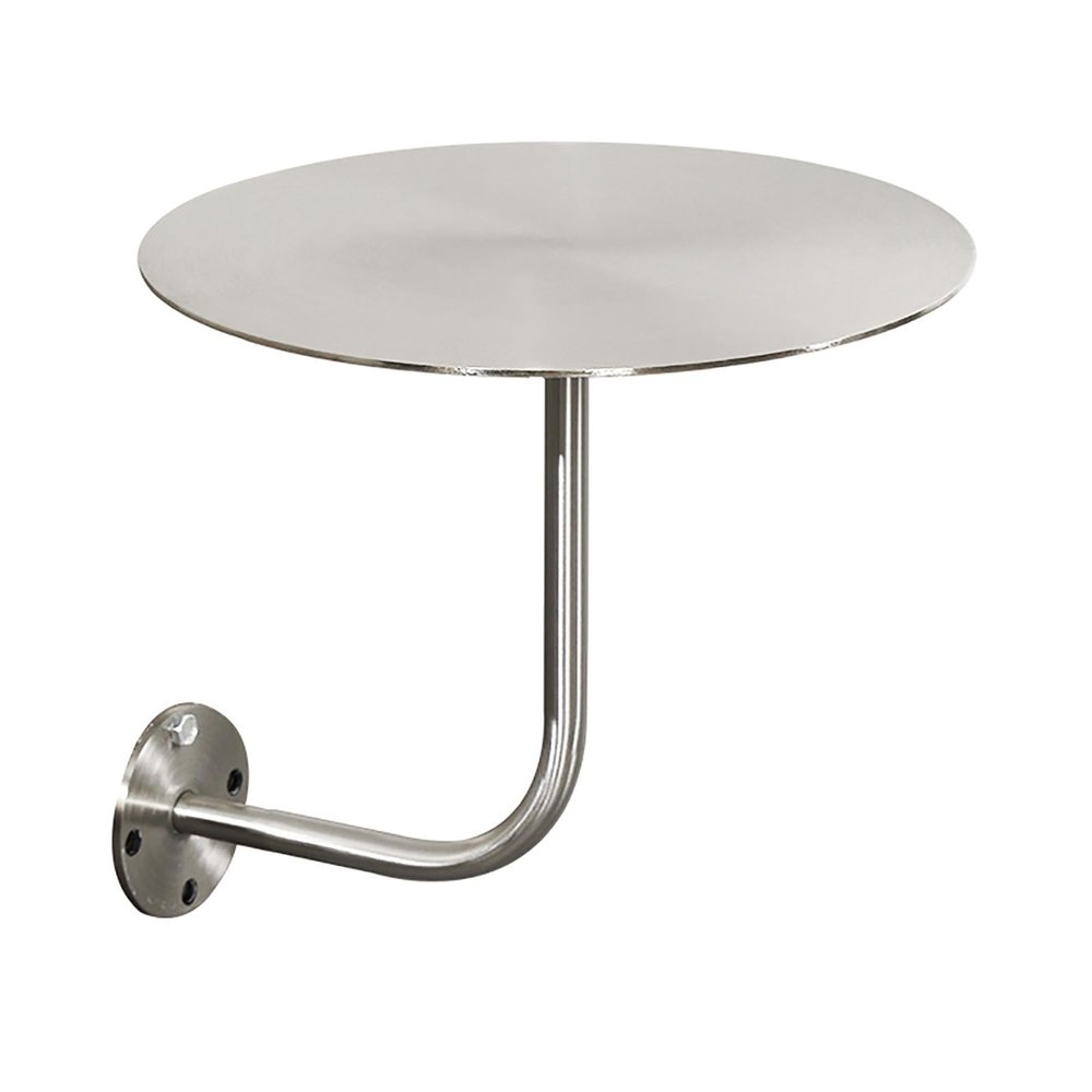 PERTID Wall Mounted Stainless Steel Side Table, L - Shaped Small Round End Table, Card Base Fixed Side Table for Dining Room, Cafe (Size : 40cm)