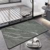 GLIWEN Bathroom Rug Mat Non Slip Quick Dry Bath Mat Washable Bathroom Floor Mats Shower Rug for Laundry Kitchen,Dark Gray Marble 2FTx31FT view 1