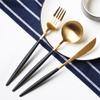 Black Silverware Set for 12,48 Piece Stainless Steel Tableware in Ergonomic Design Size and Weight Food Grade Stainless Steel Including Steak Knife Fork and Spoon Mirror Polished party view 2