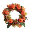 Lifelike Wreaths Handmade Wreath Faux Pumpkin Maple Leaf Fall Wreaths for Halloween Party Celebration Front Door Daily Wreath Reusable view 1