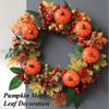 Lifelike Wreaths Handmade Wreath Faux Pumpkin Maple Leaf Fall Wreaths for Halloween Party Celebration Front Door Daily Wreath Reusable view 4