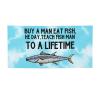 YVNUM Buy A Man Eat Fish, He Day, Teach Fish Man, To A Lifetime Yard Banner Sign 24" X 47" With Brass Grommets And Party Hanging Outdoor & Indoor Party Decoration Banner view 1