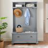 Zenvya Hall Tree with Storage Bench and Coat Rack with 4 Double Hooks and Anti-Topple Anchor Shoe Storage Bench with Adjustable Shoe Cabinet Shelves, for Living Room, Corridor, Entrance (Gray) view 2