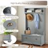 Zenvya Hall Tree with Storage Bench and Coat Rack with 4 Double Hooks and Anti-Topple Anchor Shoe Storage Bench with Adjustable Shoe Cabinet Shelves, for Living Room, Corridor, Entrance (Gray) view 4