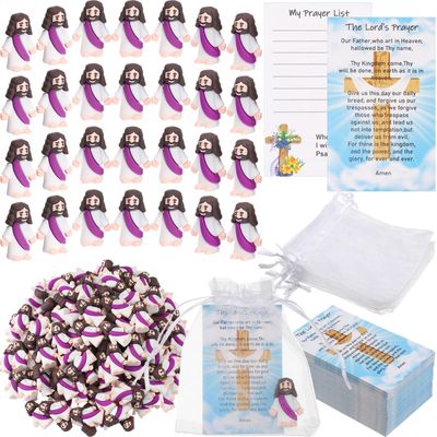 Barydat 150 Set Little Jesus Figures, Mini Jesus Figures Bulk, Purple