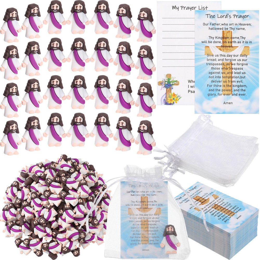 Barydat 150 Set Little Jesus Figures, Mini Jesus Figures Bulk, Purple