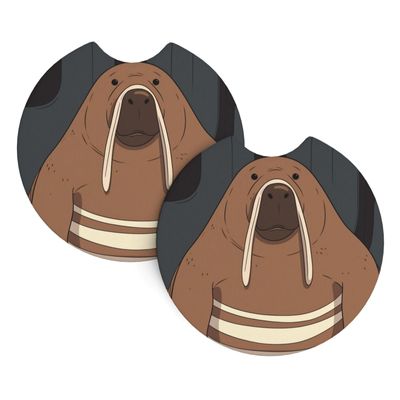 Walrus Print Car Cup Holder Coaster 2 Pcs Non-Slip Coasters Rubber Cup Mat Insert Coasters Fit for Most Vehicles
