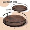 Tomoaza 9 Inch Wood Lazy Susan Turntable for Table, Kitchen Rustic Brown Turntable Organizer with Steel Frame, 360 Degree Decorative Turntable for Countertop Cabinet or Centerpieces view 3