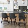 Cozyman 26 Inch Bar Stools Set of 3, Black Swivel Counter Stools with Back, Faux Leather Upholstered Barstools, Solid Wood Legs with Footrest, Modern Bar Stool for Kitchen Island, Dining Room, Pub view 1