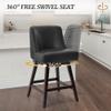 Cozyman 26 Inch Bar Stools Set of 3, Black Swivel Counter Stools with Back, Faux Leather Upholstered Barstools, Solid Wood Legs with Footrest, Modern Bar Stool for Kitchen Island, Dining Room, Pub view 3