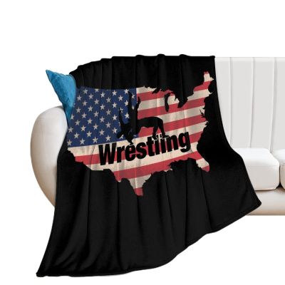 American Wrestling Flag Flannel Blanket Soft Warm Plush Couch Blanket Throw Blanket for Bed Sofa Chairs 40"x50"