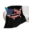 American Wrestling Flag Flannel Blanket Soft Warm Plush Couch Blanket Throw Blanket for Bed Sofa Chairs 40"x50" view 1