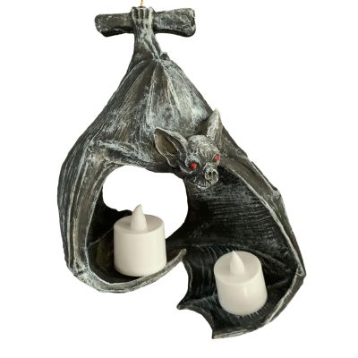 clinmday Bat Wall Tealight Holder,Eco-Friendly Resin Realistic Shape Gothic Bat Candle Decor for Fireplace Garden Home Patio Black