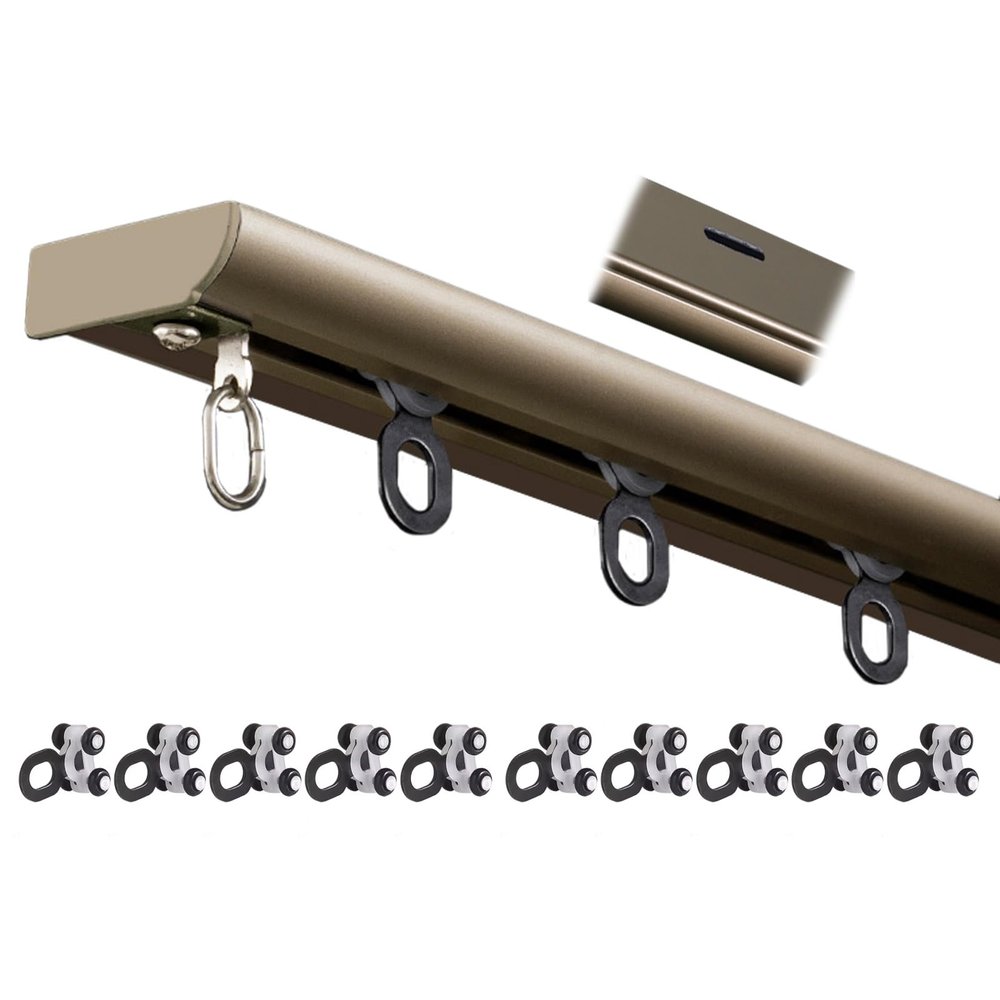Ceiling Mount Room Divider Curtain Rail w / 4-Wheeled Mute Rollers, Aluminum Track - Load 50kg / 110lbs, Closet Dorms Bedroom Living Room Curtain Rod ( Color : ligjt grey , Size : 6.6m/21.7ft L )
