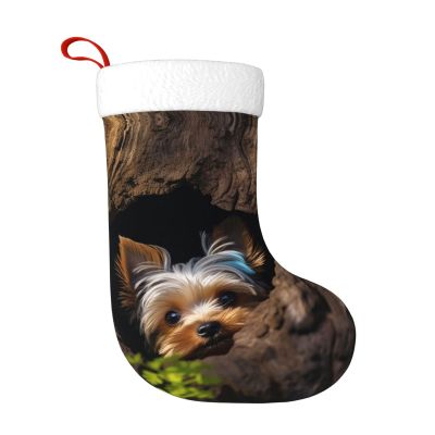 BTCOWZRV Personalized A Little Yorkshire Terrier Christmas Stockings 18" Large Stockings Santa Classic Xmas Fireplace Hanging Stockings for Family Stocking Gifts Holiday Decoration Season Party Decor