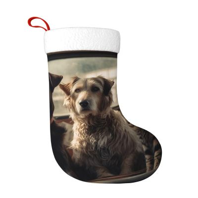BTCOWZRV Personalized Animals in car Christmas Stockings 18" Large Stockings Santa Classic Xmas Fireplace Hanging Stockings for Family Stocking Gifts Holiday Decoration Season Party Decor