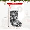 Personalized Black and white leopard face Christmas Stockings 18" Large Stockings Santa Classic Xmas Fireplace Hanging Stockings for Family Stocking Gifts Holiday Decoration Season Party Decor view 2