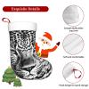 Personalized Black and white leopard face Christmas Stockings 18" Large Stockings Santa Classic Xmas Fireplace Hanging Stockings for Family Stocking Gifts Holiday Decoration Season Party Decor view 3