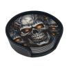 Cool Evil Skull Coasters for Drinks Set of 6 with Holder Non-Slip Leather Coaster Round Drink Coaster for Tabletop Protection, Cup Mat for Coffee Table Decor view 1
