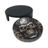 Cool Evil Skull Coasters for Drinks Set of 6 with Holder Non-Slip Leather Coaster Round Drink Coaster for Tabletop Protection, Cup Mat for Coffee Table Decor view 3