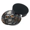 Cool Evil Skull Coasters for Drinks Set of 6 with Holder Non-Slip Leather Coaster Round Drink Coaster for Tabletop Protection, Cup Mat for Coffee Table Decor view 4