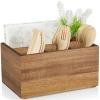 DRASTAR Utensil Caddy, Silverware Caddy for Party, Acacia Wood Silverware Holder, Silverware Organizer Countertop, Cutlery Storage Containers for Kitchen Table view 1