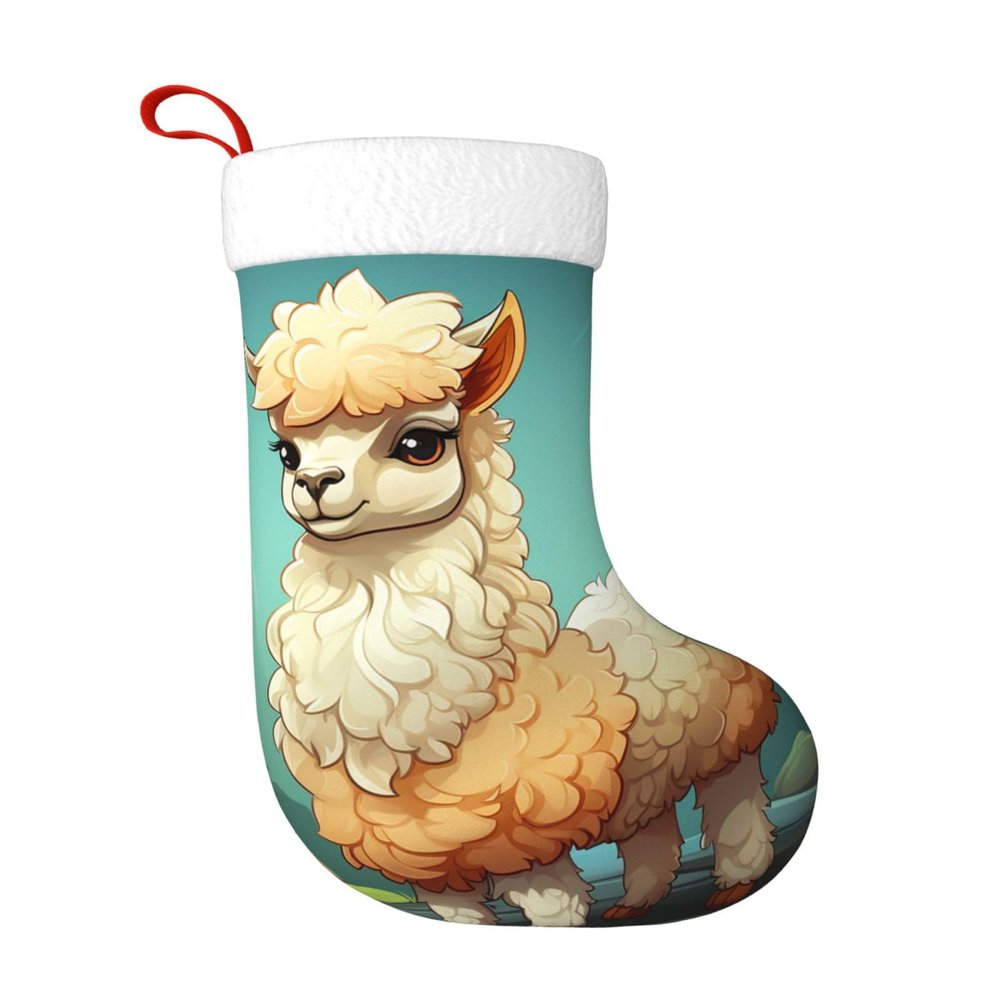 BTCOWZRV Personalized Alpaca on Dark Background Christmas Stockings 18" Large Stockings Santa Classic Xmas Fireplace Hanging Stockings for Family Stocking Gifts Holiday Decoration Season Party Decor