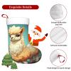 BTCOWZRV Personalized Alpaca on Dark Background Christmas Stockings 18" Large Stockings Santa Classic Xmas Fireplace Hanging Stockings for Family Stocking Gifts Holiday Decoration Season Party Decor view 3