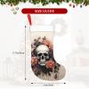 BTCOWZRV Personalized Ancient Skull and Flowers Christmas Stockings 18" Large Stockings Santa Classic Xmas Fireplace Hanging Stockings for Family Stocking Gifts Holiday Decoration Season Party Decor view 2