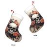 BTCOWZRV Personalized Ancient Skull and Flowers Christmas Stockings 18" Large Stockings Santa Classic Xmas Fireplace Hanging Stockings for Family Stocking Gifts Holiday Decoration Season Party Decor view 4