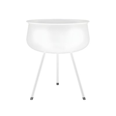 RUNNUP Mid-Century Round Metal Top Side Table 3 Legs End Table Modern Home Decor Corner Table with Storage for Living Room Bedroom Balcony Office, White 14" L x 14" W x 19.5" H