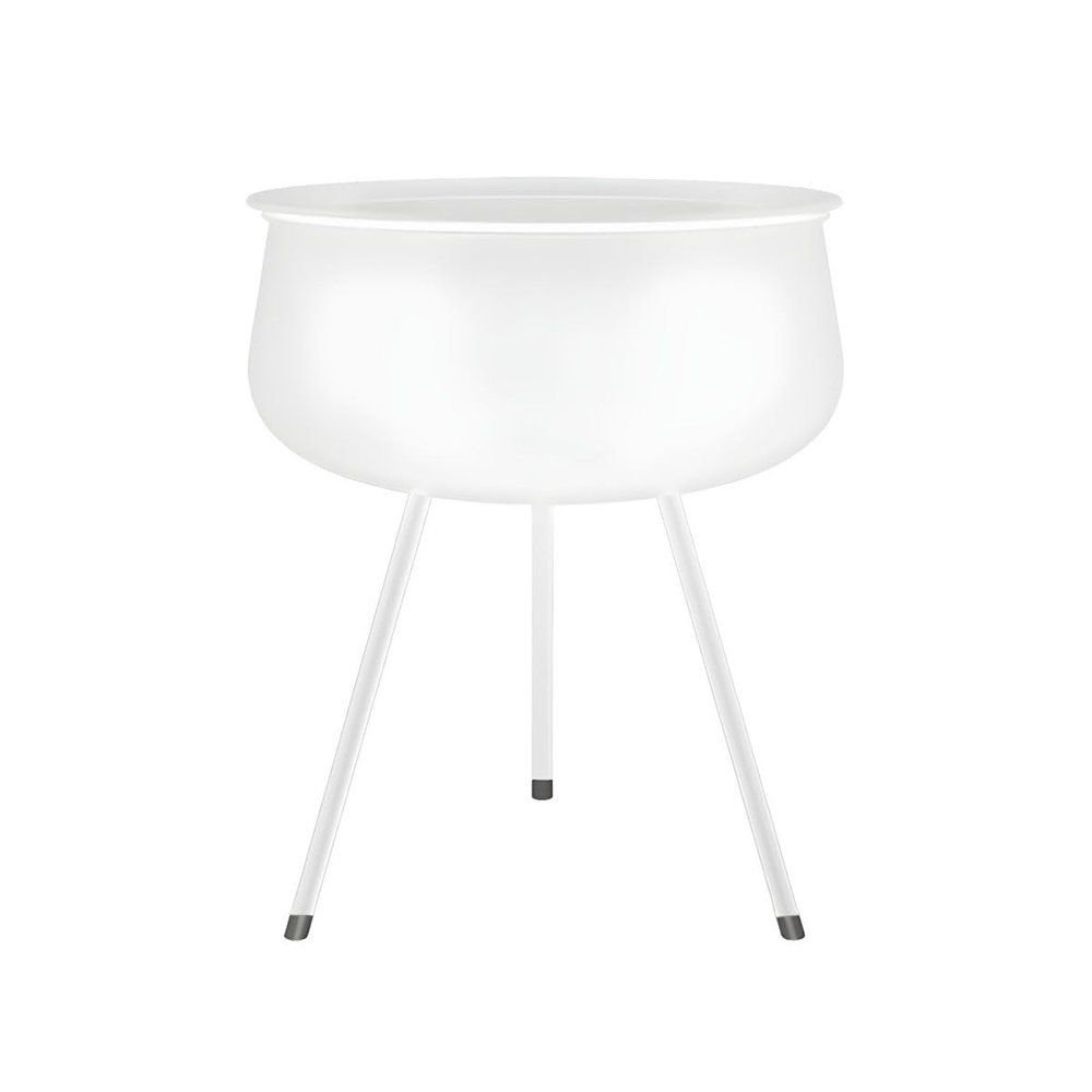 RUNNUP Mid-Century Round Metal Top Side Table 3 Legs End Table Modern Home Decor Corner Table with Storage for Living Room Bedroom Balcony Office, White 14" L x 14" W x 19.5" H