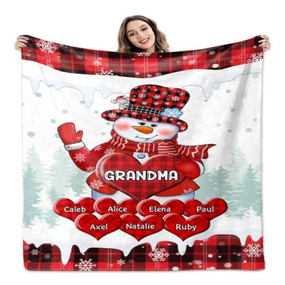 Pamaheart Personalized Grandma Blanket, Grandma Blanket, Christmas Blanket, Christmas Throw Blanket, Christmas Fleece Blanket