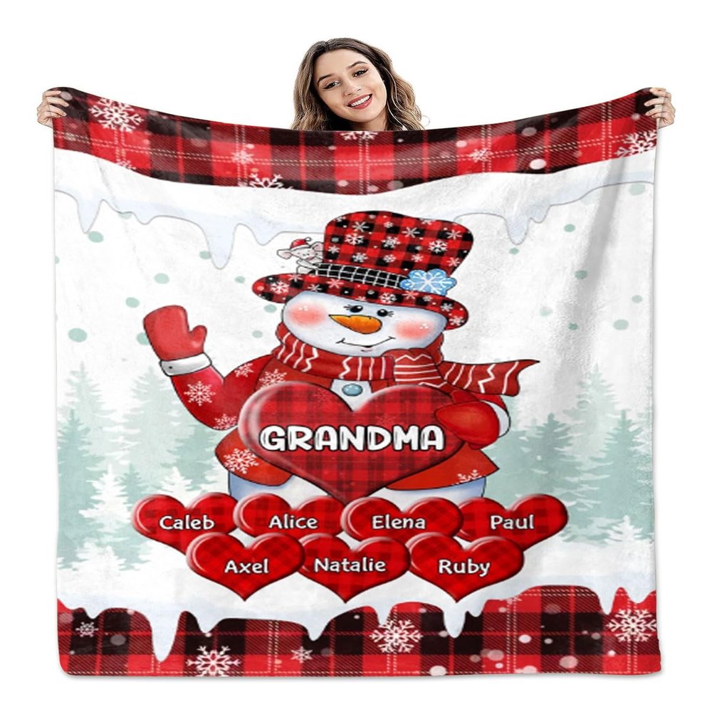 Pamaheart Personalized Grandma Blanket, Grandma Blanket, Christmas Blanket, Christmas Throw Blanket, Christmas Fleece Blanket