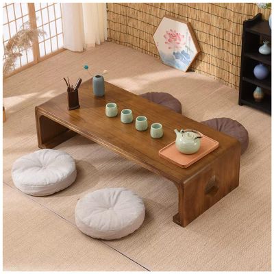 Pettershop Japanese Floor Table,Vintage Low Table for Sitting On The Floor,Tatami Coffee Table Rectangular Tea Table Floor Desk Accent Furniture (Color : Log Color, Size : 50x40x30cm)