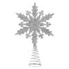 Luxshiny Christmas Tree Topper Glitter Snowflake Treetop Decorations Xmas Wire Tree Top Ornament for Winter Holiday Home Decor Indoor Outdoor Silver view 1