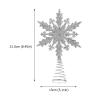 Luxshiny Christmas Tree Topper Glitter Snowflake Treetop Decorations Xmas Wire Tree Top Ornament for Winter Holiday Home Decor Indoor Outdoor Silver view 2