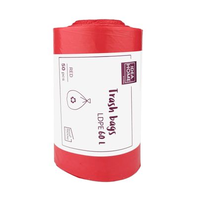 D.RECT Bin Bags 60L - Bin Liners 50 Pieces - Rubbish Bags - Bin Bag Perfect for Everyday Use, Household, Office, Kitchen & Caterers, Red