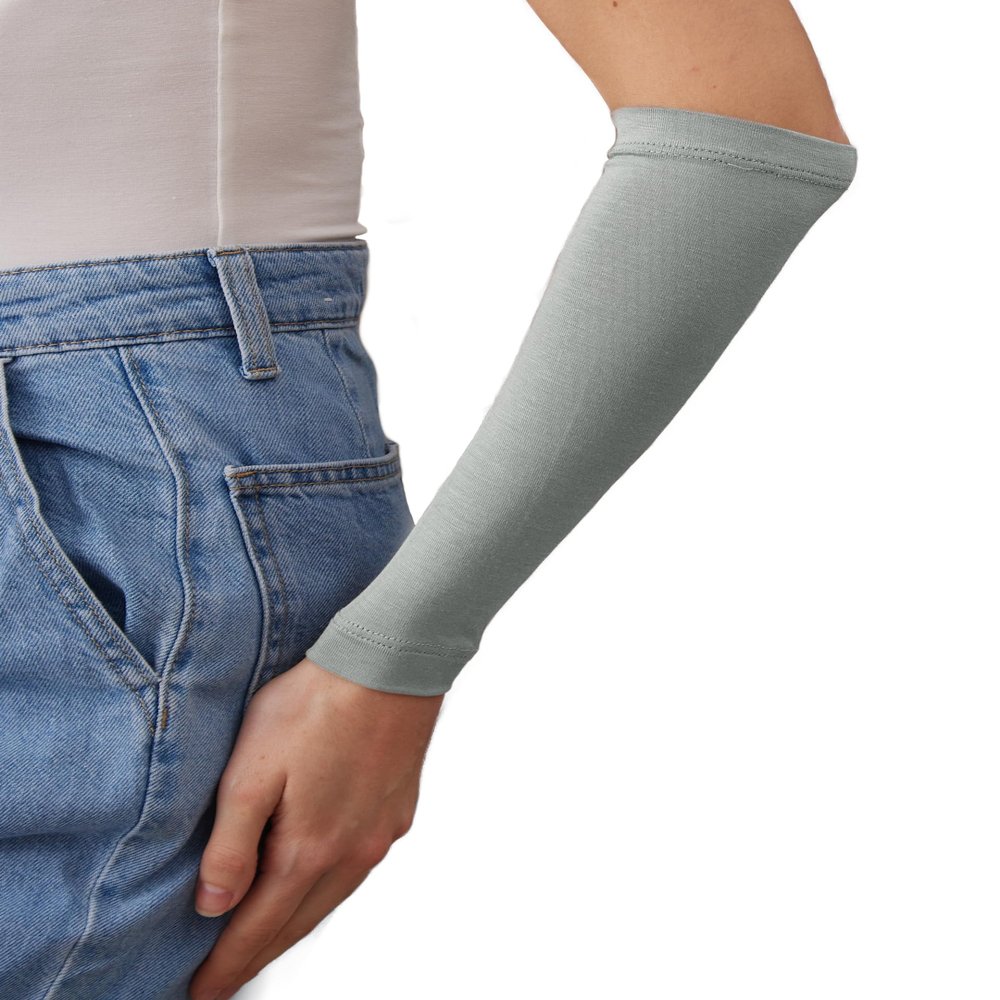 femple Arm Cover | For Muslim Women Islamic Jersey Muslim Arm Cover | Sun UV Protection Hijab Oversleeve (Gray Green)