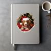 Christmas Puppy in Hole Sticker - 3D Hole Wall Decal, Kids Room, Classroom, Home, Bedroom, Livingroom, Bookcase, Size - 5'' X 5'' view 3
