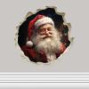 Christmas Santa in Hole Sticker - 3D Hole Wall Decal, Kids Room, Classroom, Home, Bedroom, Livingroom, Bookcase, Size - 5'' X 5'' view 1