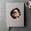 Christmas Santa in Hole Sticker - 3D Hole Wall Decal, Kids Room, Classroom, Home, Bedroom, Livingroom, Bookcase, Size - 5'' X 5'' view 3