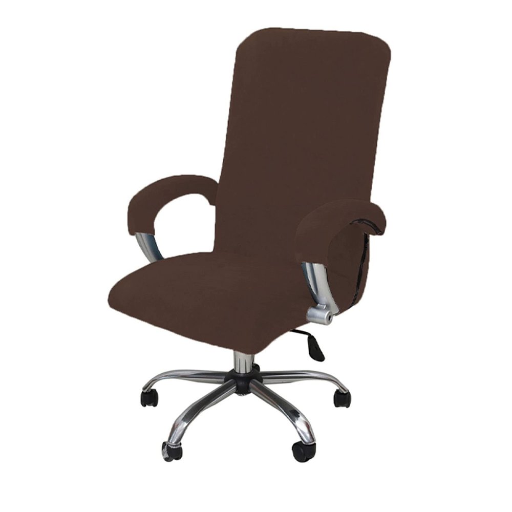 Chair Protectors Chair Covers Computer Office Chair Cover,Stretch Velvet Plush Armchair Slipcovers with Armrest,Removable Stretchable Universal Desk Chair Covers Rotating Chair,NOT Chair-Grey||XL ( Co