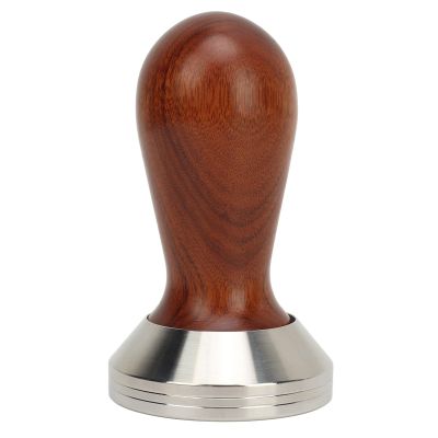 Coffee Tamper Espresso Press, 304 Stainless Steel Flat Base, Wooden Handle for Coffee Grounds Barista Espresso Machines Accessory, Detachable Comfortable Grip (58mm)