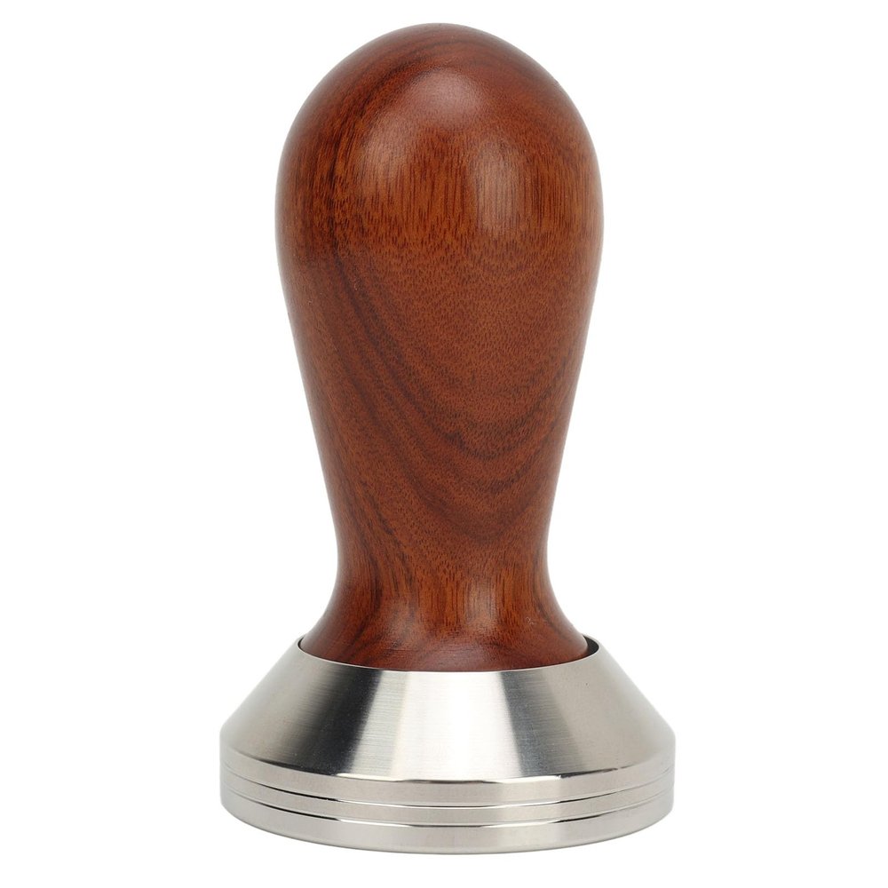 Coffee Tamper Espresso Press, 304 Stainless Steel Flat Base, Wooden Handle for Coffee Grounds Barista Espresso Machines Accessory, Detachable Comfortable Grip (58mm)