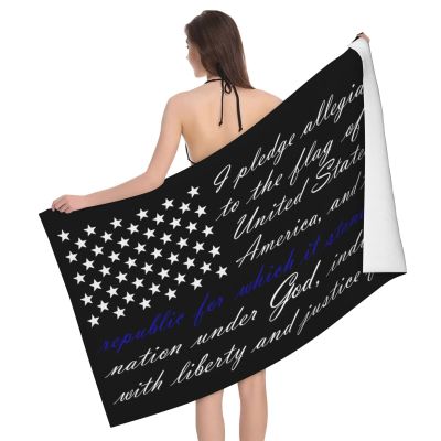 Byoblu American Flag Pledge of Allegiance Beach Towel Absorbent Bathroom Towels Beach Towels Oversized Super 32x52 Inch