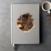 Christmas Tree in Hole Sticker - 3D Hole Wall Decal, Kids Room, Classroom, Home, Bedroom, Livingroom, Bookcase, Size - 5'' X 5'' view 3