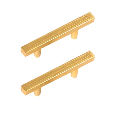 Cabinet Handles,Wardrobe Door Handles,2 Pack Golden Cabinet Pulls Aluminum Alloy Cabinet Knobs T Bar Cupboard Door Handles Square Kitchen Door Levers for Bathroom,Closet,Wardrobe,Furniture Hardware (S